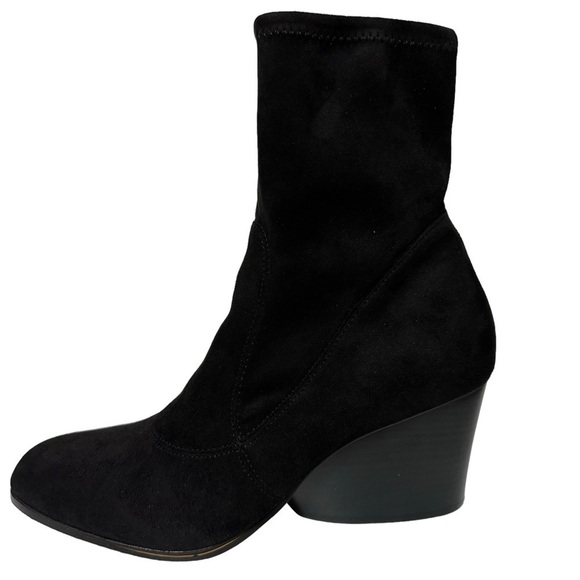 NEW Donald Plinar Pandra Black Stretch Suede Pull On Ankle Boots Booties Size 9 - Picture 2 of 14